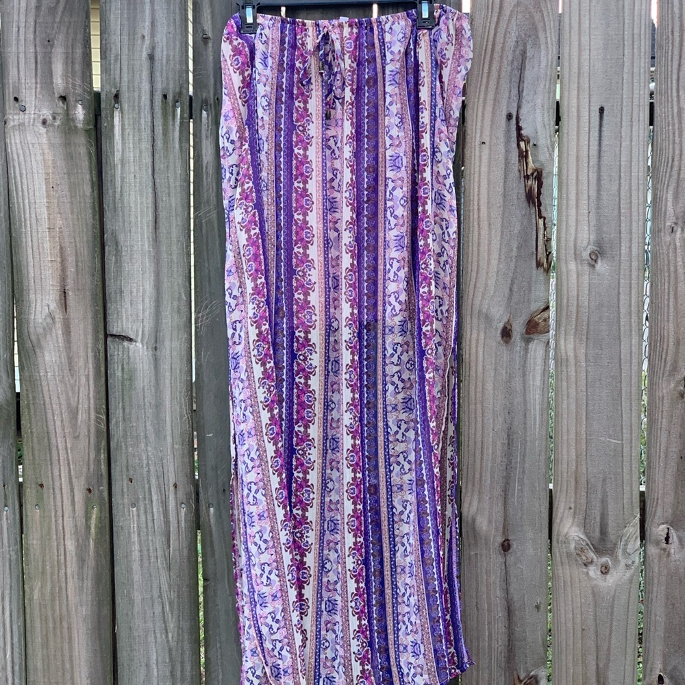 Xhilaration Sheer Purple Paisley Maxi Skirt